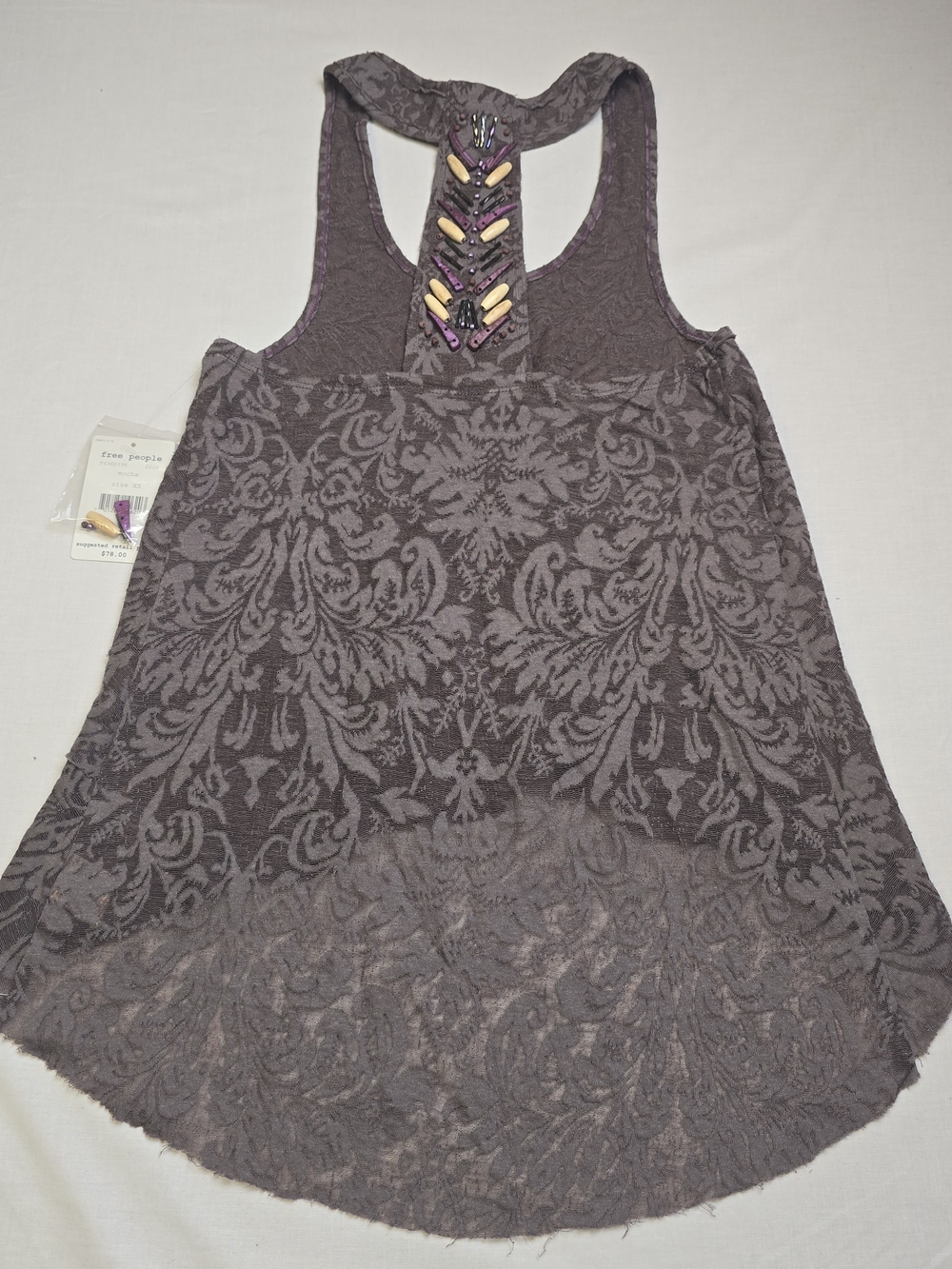 Free People Purple Patterned Racerback Tank - Picture 5 of 7
